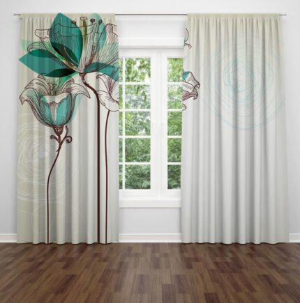 پرده شیک و مدرن اتاق پانچی طرح گل