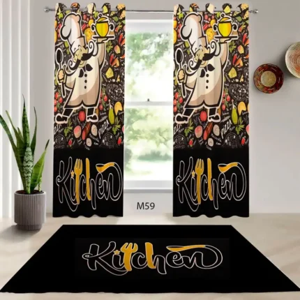 ست فرش و پرده پانچی آشپزخانه