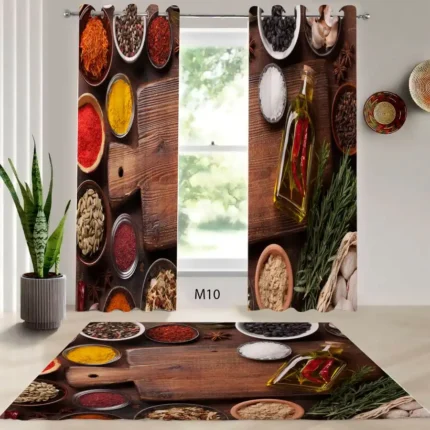 ست فرش و پرده پانچی آشپزخانه