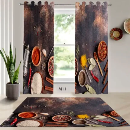 ست فرش و پرده پانچی آشپزخانه