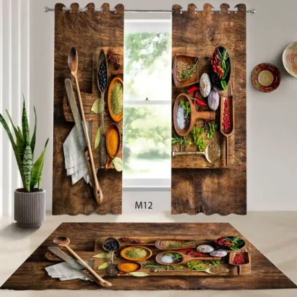 ست فرش و پرده پانچی آشپزخانه