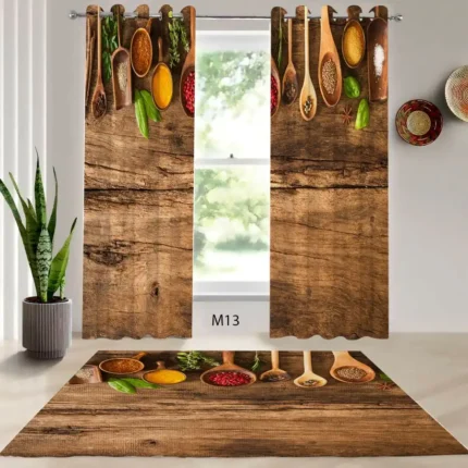 ست فرش و پرده پانچی آشپزخانه