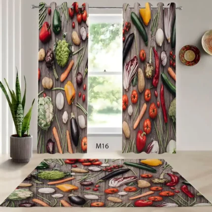 ست فرش و پرده پانچی آشپزخانه