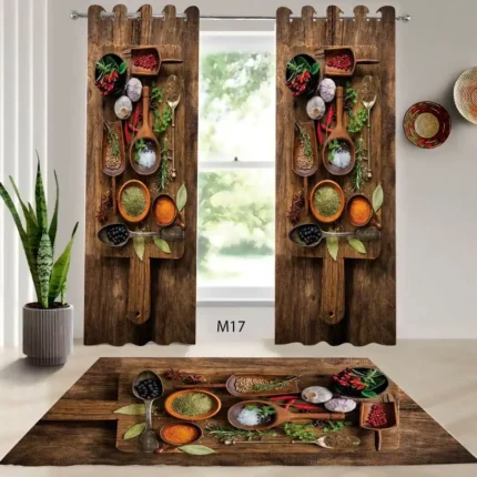 ست فرش و پرده پانچی آشپزخانه