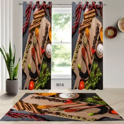 ست فرش و پرده پانچی آشپزخانه