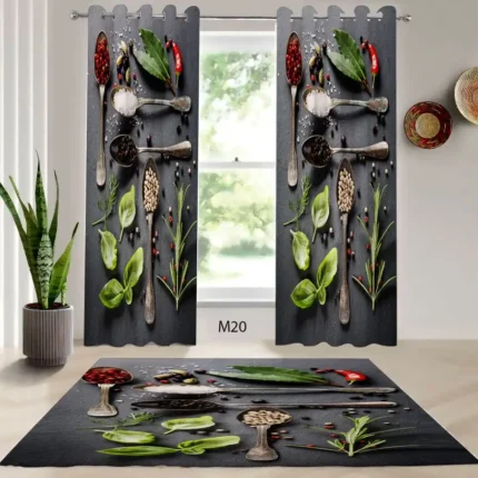 ست فرش و پرده پانچی آشپزخانه